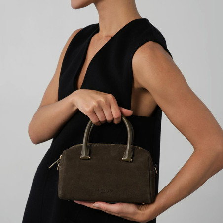 Lancaster Sweden Cube Handbag in Velvet Leather 530-52 Khaki