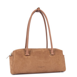 Lancaster Sweden Cube Rectangular Bag in Velvet Leather 530-53 Camel