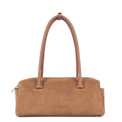 Lancaster Sweden Cube Rectangular Bag in Velvet Leather 530-53 Camel