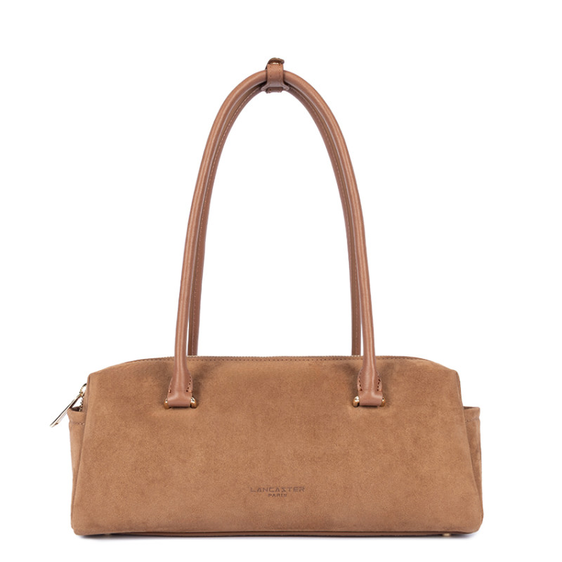 Lancaster Sweden Cube Rectangular Bag in Velvet Leather 530-53 Camel