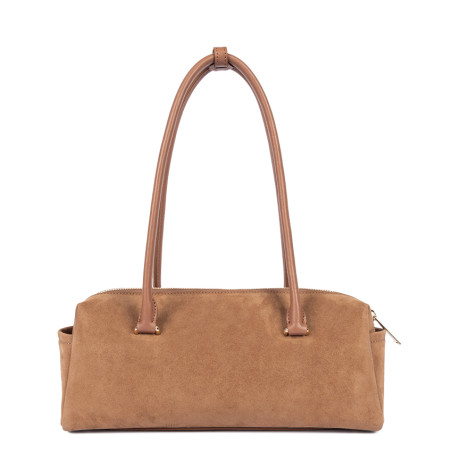 Lancaster Sweden Cube Rectangular Bag in Velvet Leather 530-53 Camel
