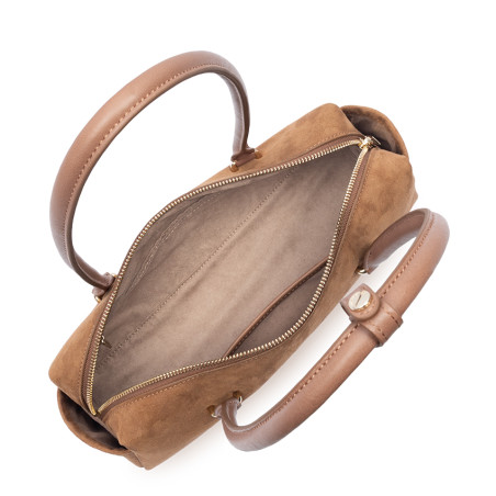 Lancaster Sweden Cube Rectangular Bag in Velvet Leather 530-53 Camel