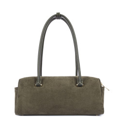 Lancaster Sweden Cube Rectangular Bag in Velvet Leather 530-53 Khaki