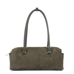 Lancaster Sweden Cube Rectangular Bag in Velvet Leather 530-53 Khaki