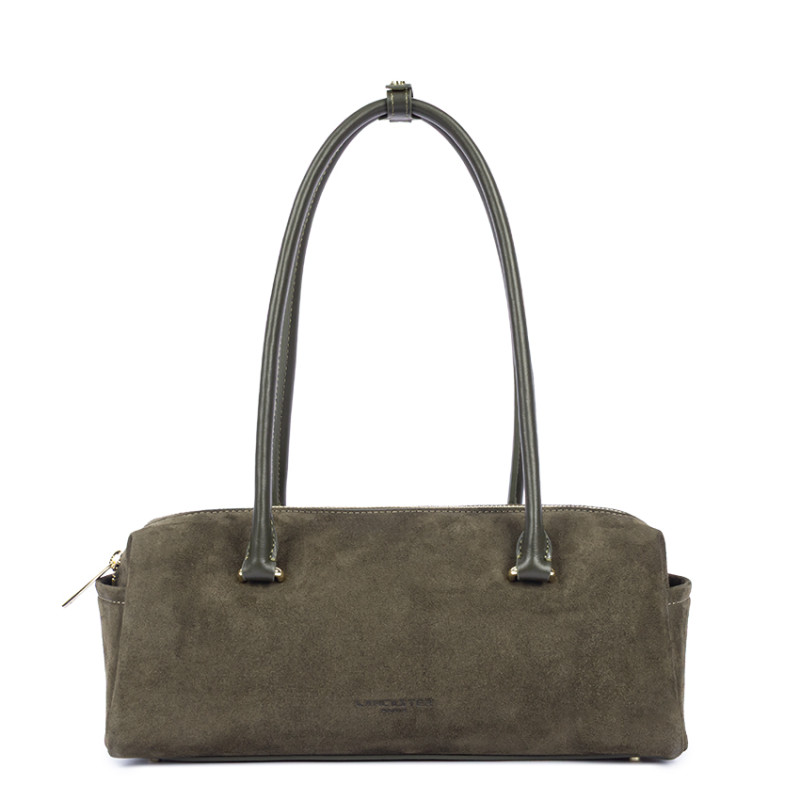 Lancaster Sweden Cube Rectangular Bag in Velvet Leather 530-53 Khaki