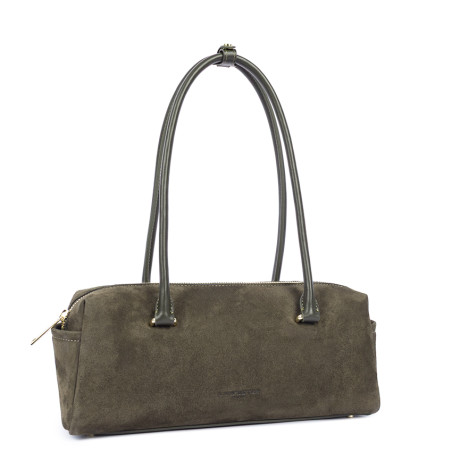 Lancaster Suède Cube Sac Rectangle En Cuir Velours 530-53 Kaki cote