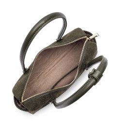 Lancaster Suède Cube Sac Rectangle En Cuir Velours 530-53 Kaki ouvert
