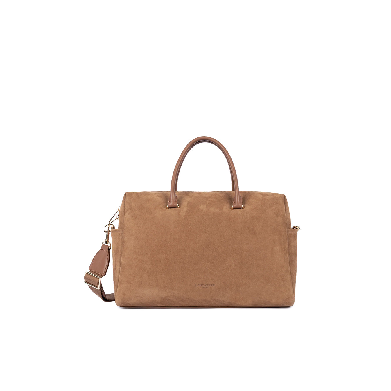Lancaster Suède Cube Grand Sac Cabas En Cuir Velours 530-60 Camel