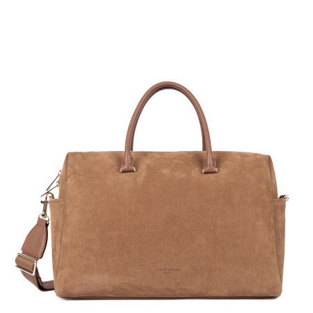 Lancaster Sweden Cube Large Tote Bag in Velvet Leather 530-60 Camel