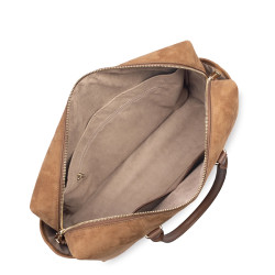 Lancaster Sweden Cube Large Tote Bag in Velvet Leather 530-60 Camel
