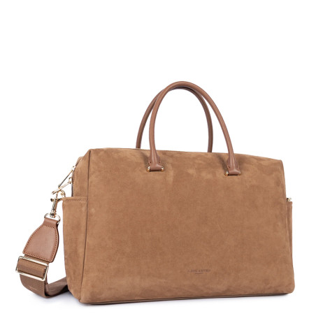 Lancaster Sweden Cube Large Tote Bag in Velvet Leather 530-60 Camel