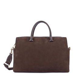 Lancaster Sweden Cube Large Tote Bag in Velvet Leather 530-60 Brown