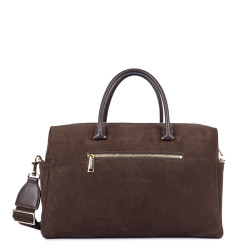 Lancaster Sweden Cube Large Tote Bag in Velvet Leather 530-60 Brown