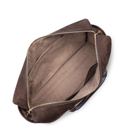 Lancaster Sweden Cube Large Tote Bag in Velvet Leather 530-60 Brown
