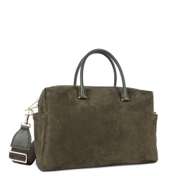 Lancaster Sweden Cube Large Tote Bag in Velvet Leather 530-60 Khaki
