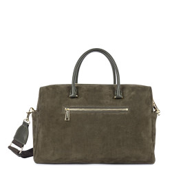 Lancaster Sweden Cube Large Tote Bag in Velvet Leather 530-60 Khaki