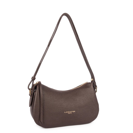 Lancaster Dune Small Satchel Bag in Grained Calfskin 529-94 Dark Brown
