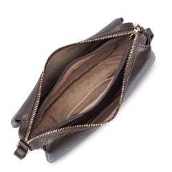 Lancaster Dune Small Satchel Bag in Grained Calfskin 529-94 Dark Brown