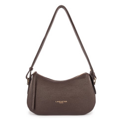 Lancaster Dune Small Satchel Bag in Grained Calfskin 529-94 Dark Brown