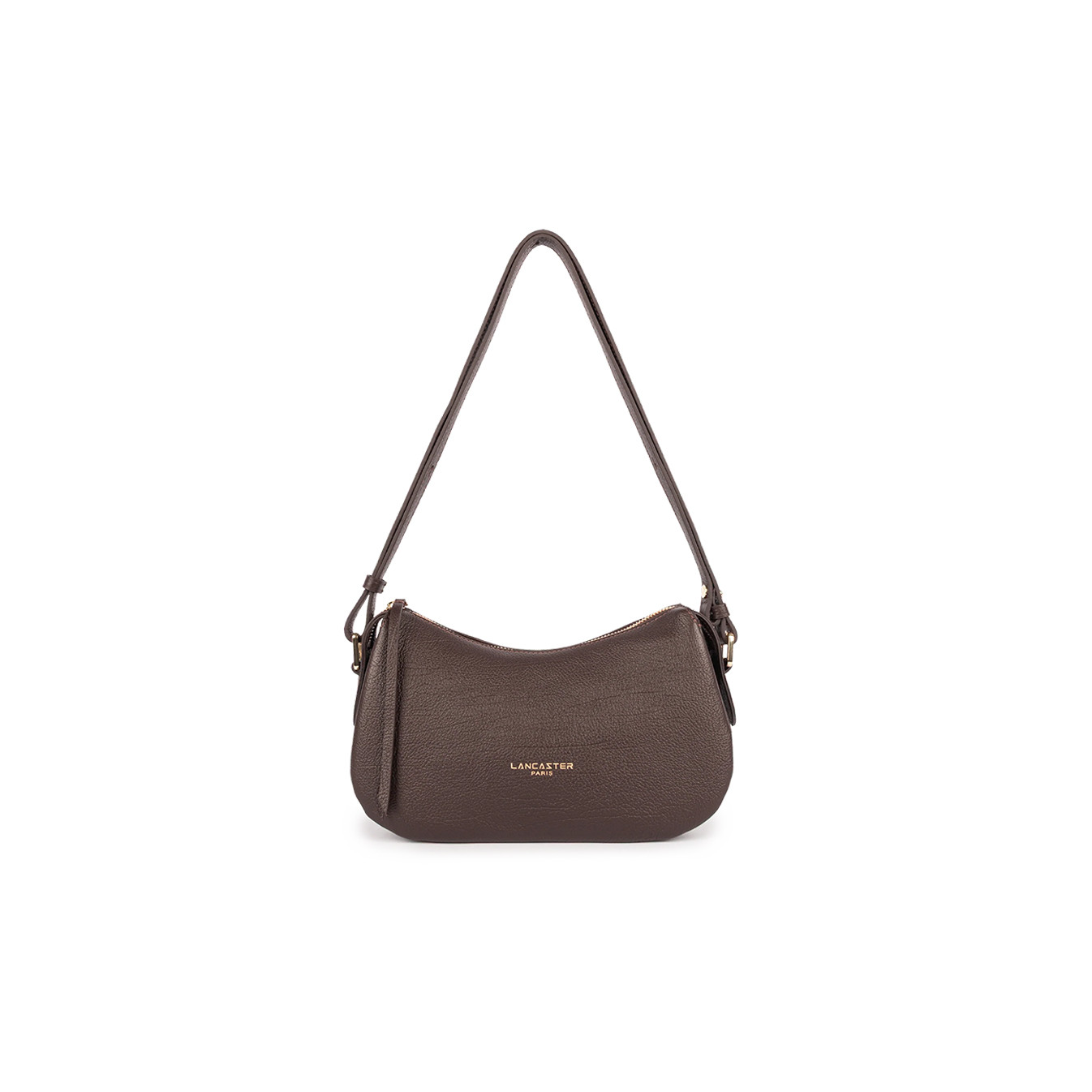 Lancaster Dune Small Satchel Bag in Grained Calfskin 529-94 Dark Brown
