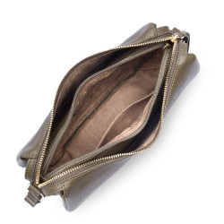 Lancaster Dune Small Drawstring Bag in Grained Calfskin 529-94 Khaki