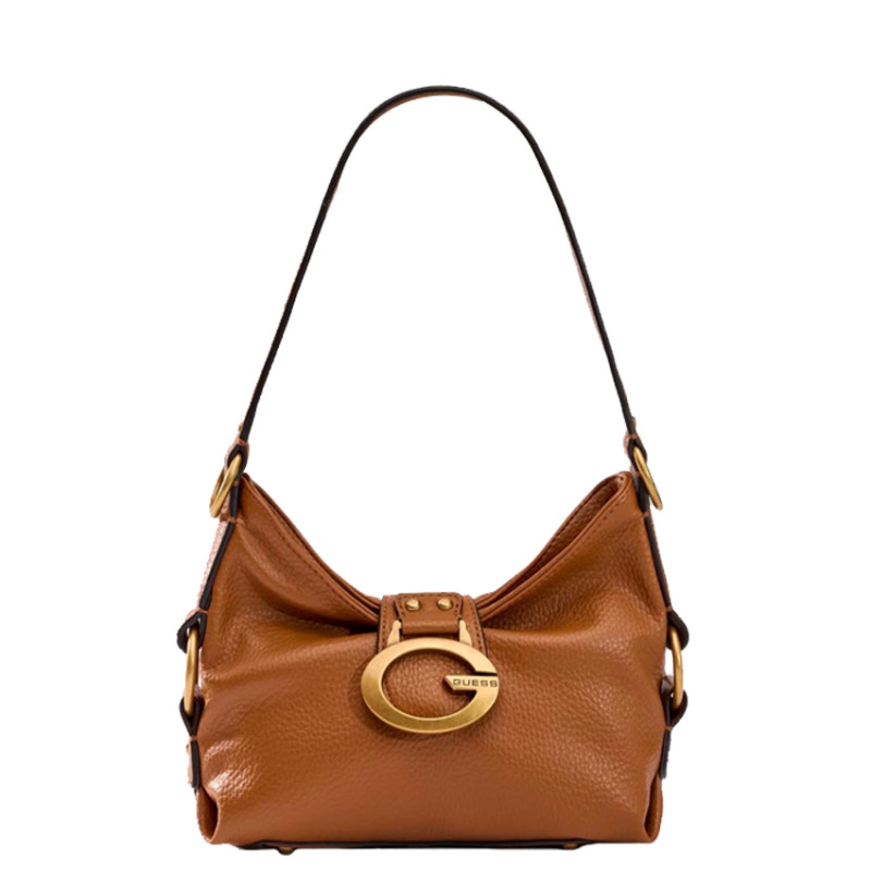 Guess Camden Small Shoulder Bag Faux Leather Cognac