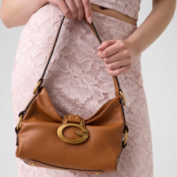 Guess Camden Small Shoulder Bag Faux Leather Cognac
