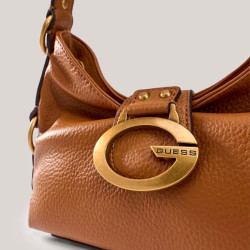 Guess Camden Small Shoulder Bag Faux Leather Cognac