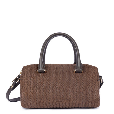 Lancaster Woven Cube Handbag in Woven Leather 530-67 Brown