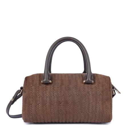Lancaster Woven Cube Handbag in Woven Leather 530-67 Brown