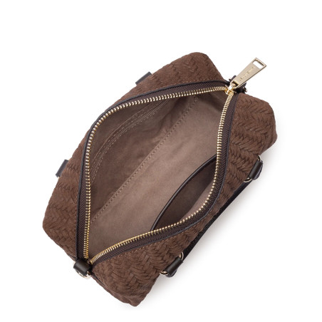 Lancaster Tressé Cube Sac A Main En Cuir Tressé 530-67 Marron ouvert