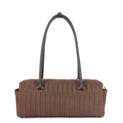 Lancaster Woven Cube Rectangular Bag in Woven Leather 530-68 Brown