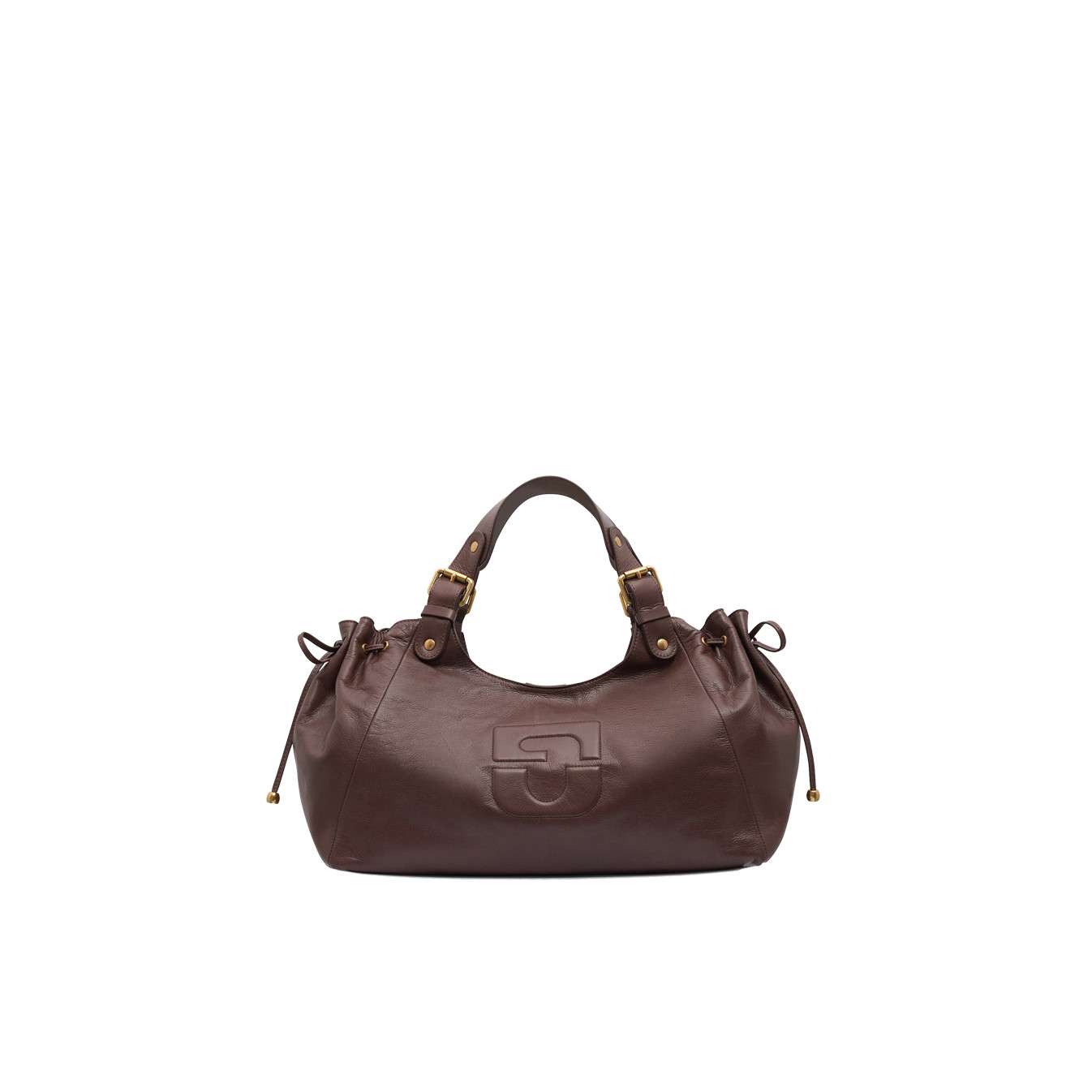 Gérard Darel Chiara GD Sac À Main Cuir Effet Froissé Marron