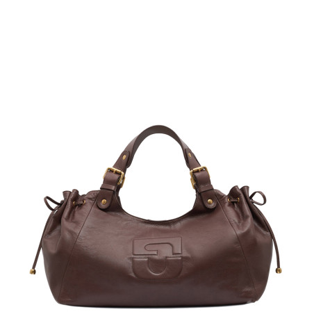 Gérard Darel Chiara GD Sac À Main Cuir Effet Froissé Marron