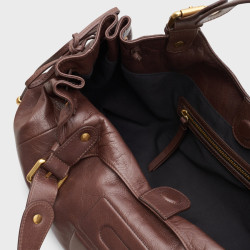 Gérard Darel Chiara GD Leather Handbag - Crinkled Effect Brown
