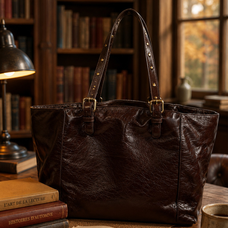 Gérard Darel Simple Bag Sac Cabas En Cuir Effet Froissé Marron