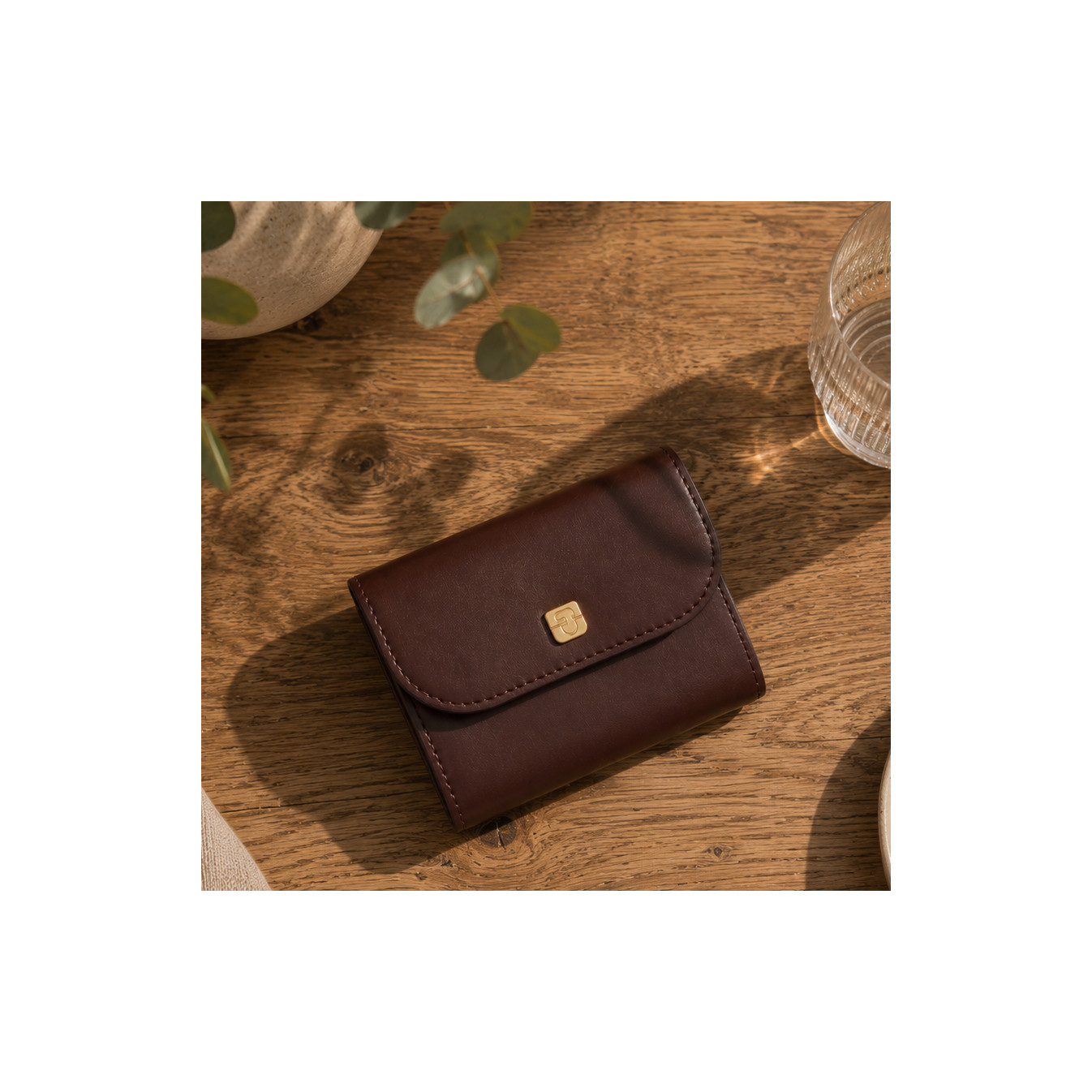 Gérard Darel M411 Line Small Smooth Leather Wallet Brown