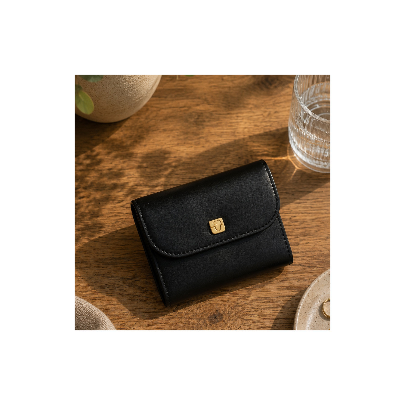 Gérard Darel Ligne M411 Petit Portefeuille En Cuir Lisse Noir