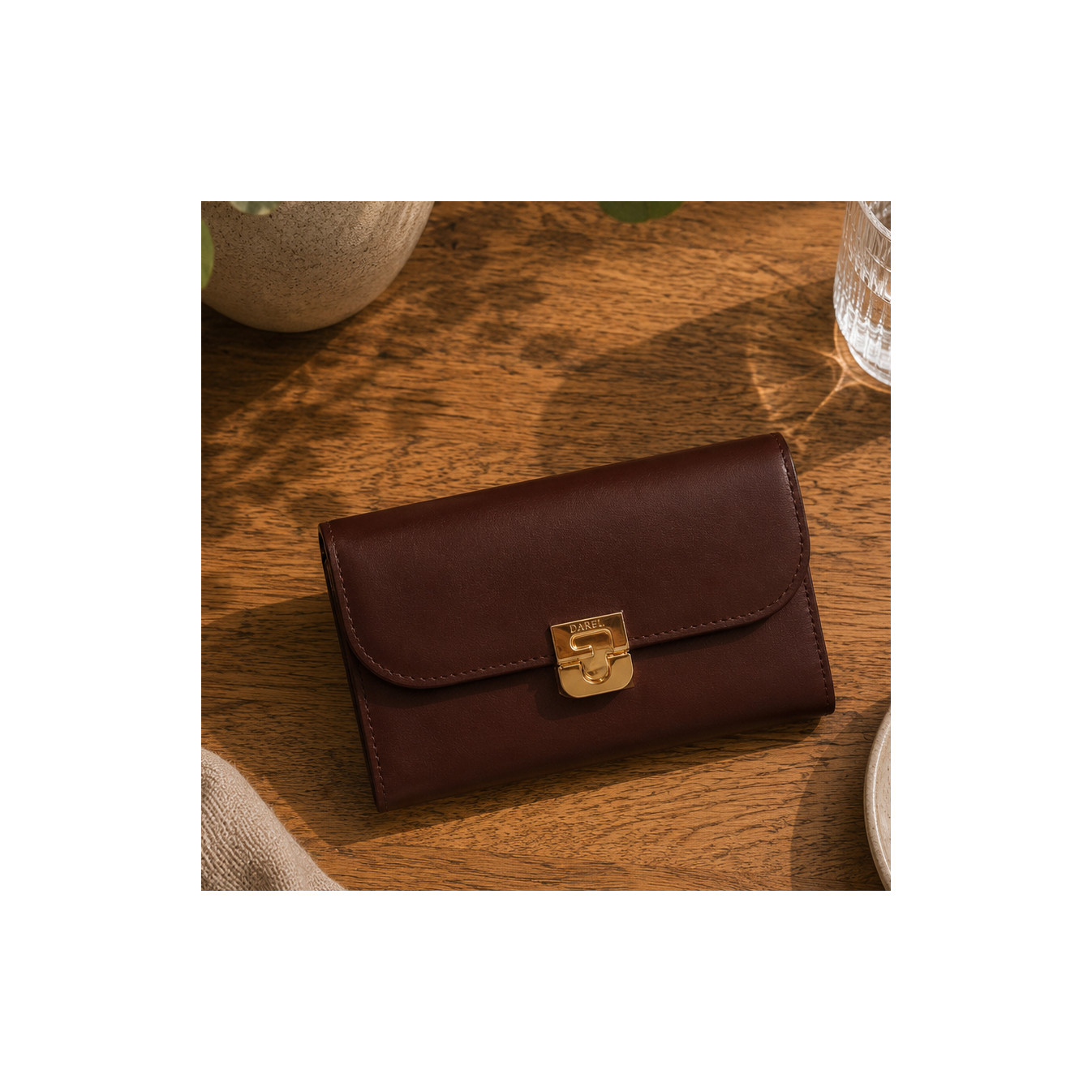 Gérard Darel PM Wallet Portefeuille En Cuir Marron