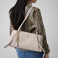Guess Devon Faux Leather Baguette Bag LTA Latte