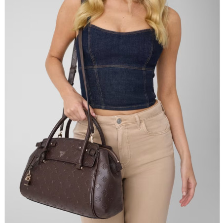 Guess Diana Sac Porté Main Avec Logos CYO Marron porté epaule
