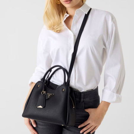 Guess Meridian II Black Shoulder Bag Faux Leather Clo Coal Logo