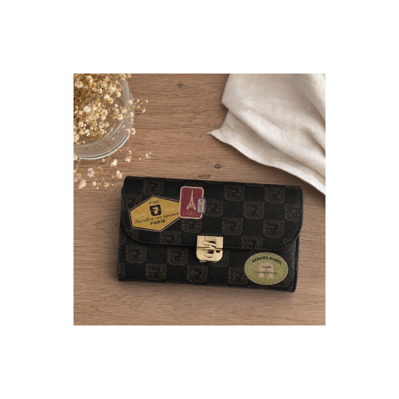 Gérard Darel Wallet Woven Canvas Wallet with Multicolor Details