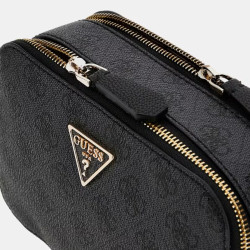 Guess Noelle II Sac Porté Travers Effet Cuir 2 Compartiments Black fermetures