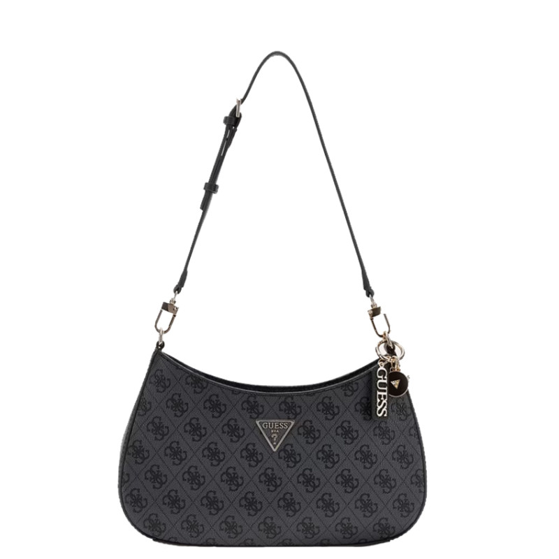 Guess Noelle II Shoulder Bag Leather Effect Clo Coal Logo