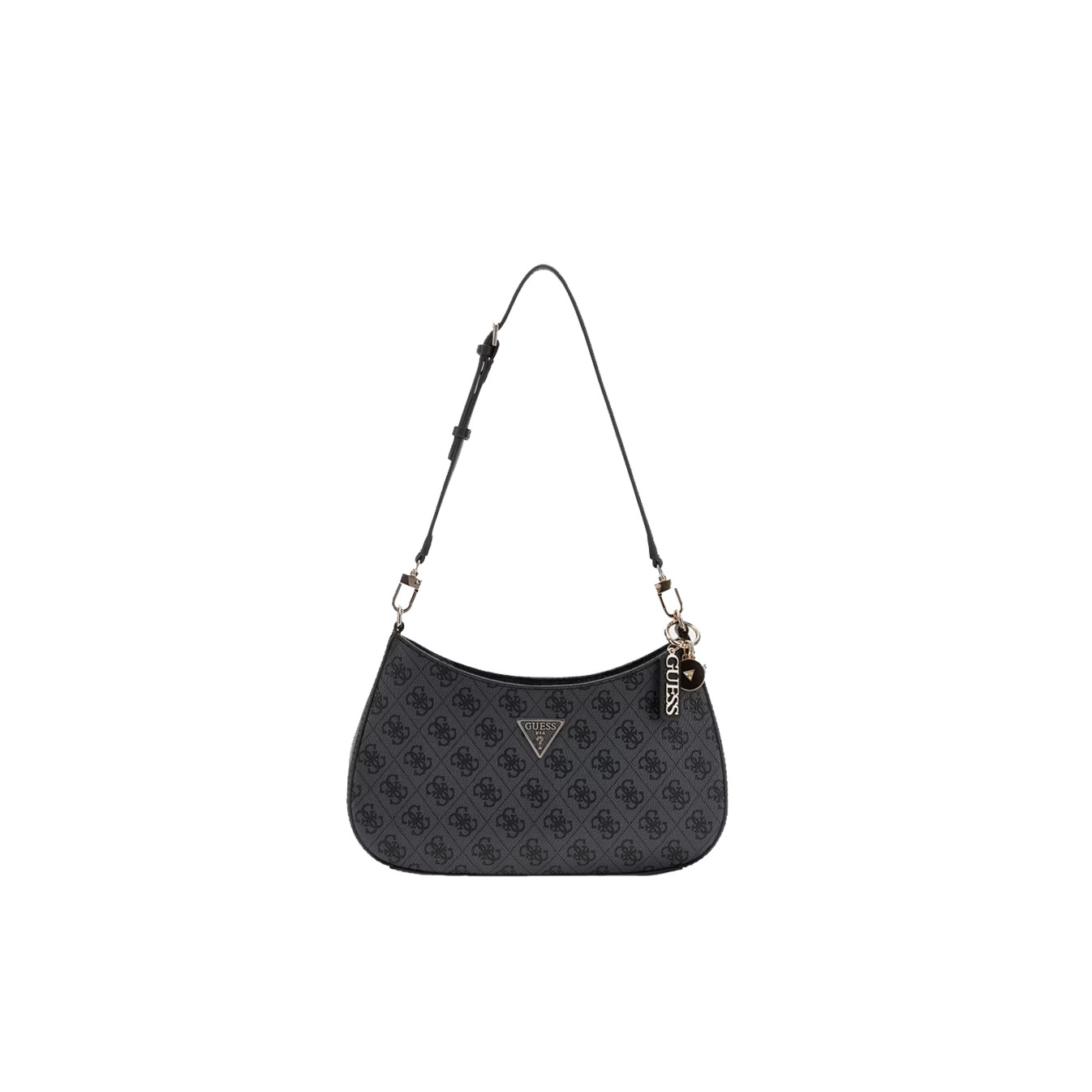 Guess Noelle II Shoulder Bag Leather Effect Clo Coal Logo