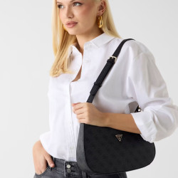 Guess Noelle II Shoulder Bag Leather Effect Clo Coal Logo