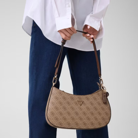 Guess Noelle II Shoulder Bag Leather Effect Lgw Latte