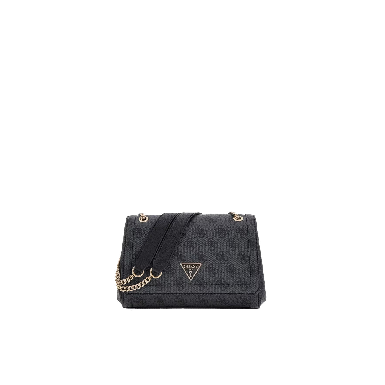 Guess Noelle II Chain Shoulder Bag Faux Leather Clo Coal Logo