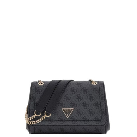 Guess Noelle II Chain Shoulder Bag Faux Leather Clo Coal Logo